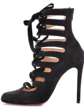 Christian Louboutin Spinetita 100 Veau Velour Heels - BLACK - Size 41